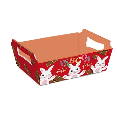 Cesta de Cartão Felicita 22x15x9cm – Embalagem Elegante para Presentes e Páscoa