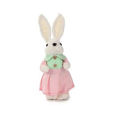 Coelho de Páscoa Rosa/Verde 28cm – Enfeite Decorativo para Páscoa