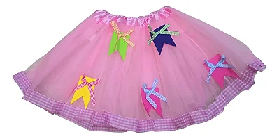 Saia de Tule 30cm Mini Bandeirola Rosa – Festa Junina / Arraiá / Quadrilha