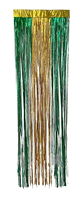Cortina Decorativa Metalizada Verde e Amarela - 1x2 Metros