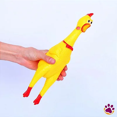 Frango de Borracha com Som 30cm – Brinquedo Resistente