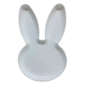 Bandeja Decorativa Coelho Branco 24x15cm – Decoração Páscoa