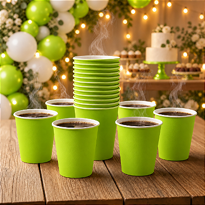 Copo de Papel Liso Verde Limão 250ml - 10 Unidades