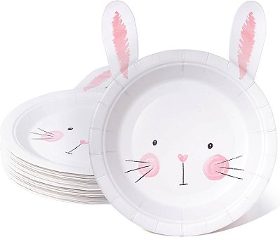 Prato de Papel Coelho – 8 Unidades