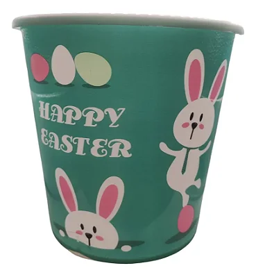 Balde de Pipoca Caça Ovos Feliz Páscoa Azul 17,5x17cm