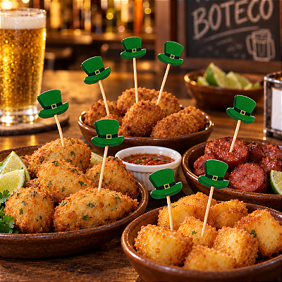 Palito Decorativo para Aperitivos Trevo – St. Patrick’s Day | 12 Unidades