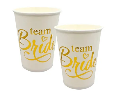 Copo de Papel Team Bride Metalizado Dourado 250ml – 8 Unidades