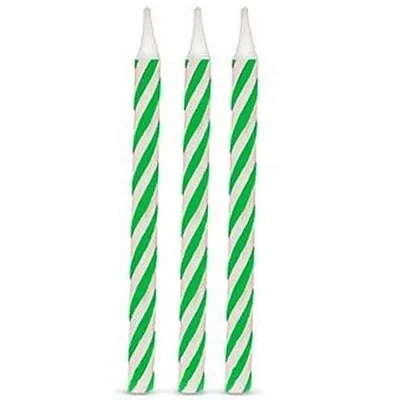 Vela Palito Espiral Verde 8cm – 24 Unidades
