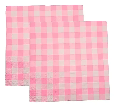 Guardanapo Xadrez Quadriculado Rosa 25x25cm - 25 Unidades