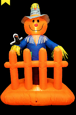 Inflável Boneco Espantalho Junino Na Cerca com LED 1,50m – Bivolt