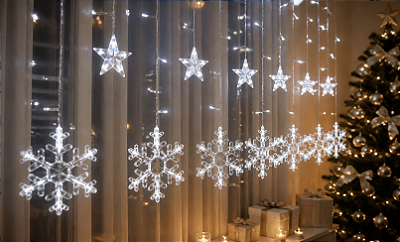 Pisca Pisca Flocos de Neve Branco 3,5m com 26 Lâmpadas 110V – Iluminação Natalina Decorativa