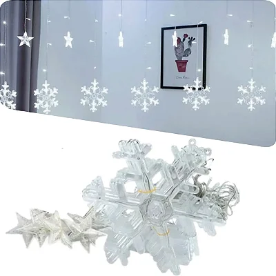 Pisca Pisca Flocos de Neve Branco 3,5m com 26 Lâmpadas 110V – Iluminação Natalina Decorativa
