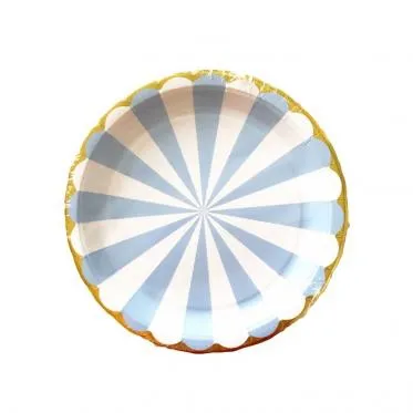 Prato de Papel Carrossel Azul 18cm – Pacote com 8 Unidades