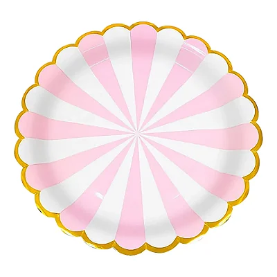 Prato de Papel Carrossel Rosa 18cm – Pacote com 8 Unidades