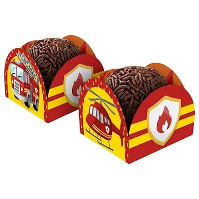 Porta Forminha Para Doces Bombeiro 3,5x3,5cm - 50 Unidades