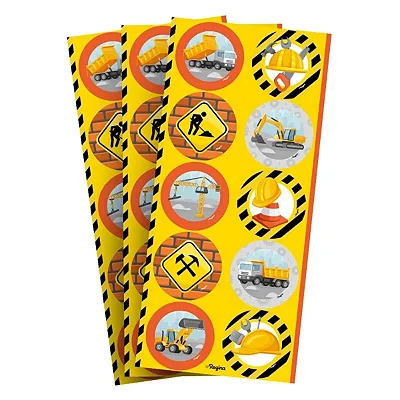 Adesivo Redondo Construção - 3 Cartelas Com 10 Adesivos Cada (30 Unidades)