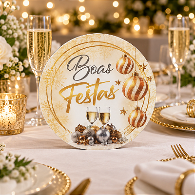Enfeite de Reveillon Boas Festas em EVA Impresso 25cm