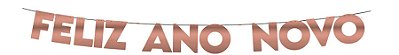 Faixa Feliz Ano Novo Rosa Glitter - 5 Metros