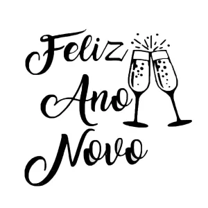 Adesivo para Balão Feliz Ano Novo Preto 17cm – Decoração Réveillon