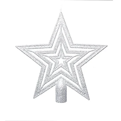 Ponteira para Árvore de Natal Estrela Vazada Prata 20cm – Enfeite Natalino