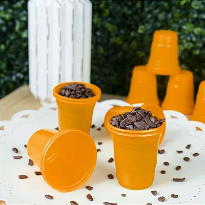 Copo para Docinho PS 60ml Laranja – Copinho Descartável para Doces e Doses 20 Unidades
