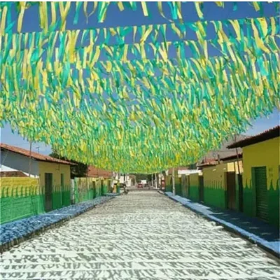 Fita Plástica Rabiola Verde e Amarelo Brasil – Faixa Copa do Mundo - 4 Metros