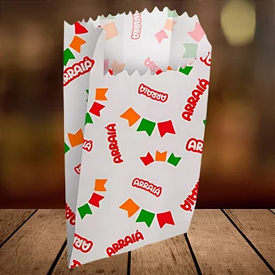 Saco de Papel para Pipoca Arraiá 7x14cm – Pacote com 50 Unidades