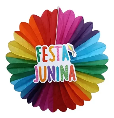 Guirlanda Junina Colorida de Papel com Figuras 31cm – Decoração Festa Junina