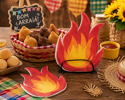 Guardanapo de Papel em Formato de Fogueira Festa Junina 33x33cm - 20 Unidades