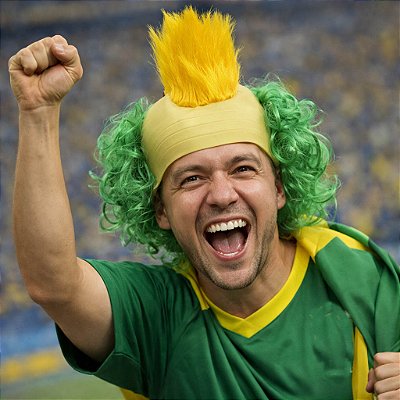 Peruca Punk Brasil Verde e Amarela – Torcida e Futebol