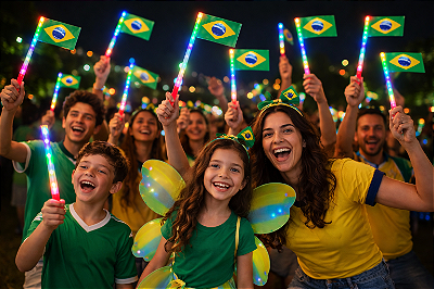 Bandeira do Brasil com Haste LED Piscante – 1 Unidade