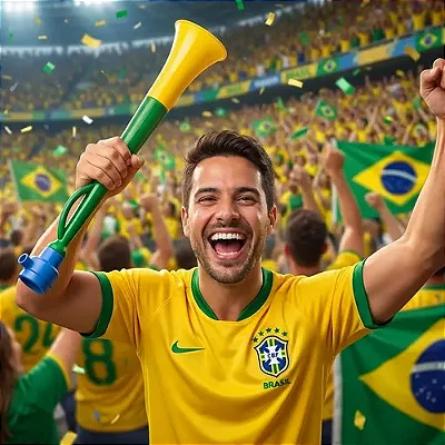 Corneta Torcedor Brasil 41cm Verde e Amarelo – Buzina Copa do Mundo Grande
