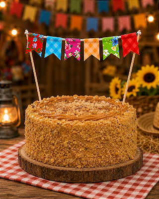 Decoração de Doce Bandeirinha – Topo para Bolo Festa Junina e Aniversário