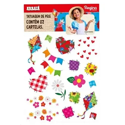 Tatuagem de Pele Festa Junina com 2 Cartelas – Adesivos Temáticos São João