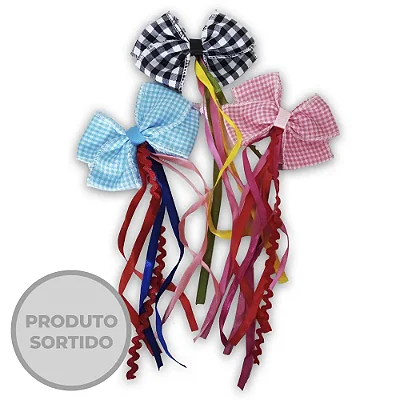 Presilha Festa Junina Laço Xadrez com Fitas – Cores Sortidas