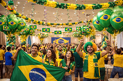 Móbile Decorativo Bandeira Do Brasil 85cm – Kit Com 5 Peças