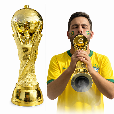 Taça Troféu Mundial Dourada Com Apito Copa Do Mundo 28cm
