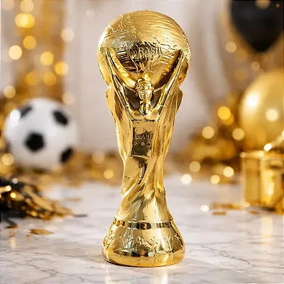 Taça Troféu Mundial Dourada Com Apito Copa Do Mundo 28cm