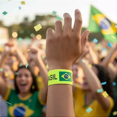 Pulseira Bate Enrola Brasil Copa Bracelete 24 Unidades