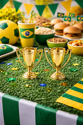 Mini Troféu Dourado 8cm Lembrancinha Premiação Kit 2 Unidades