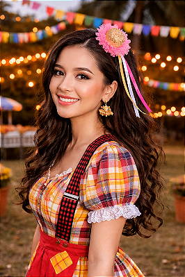 Tiara Junina Chapéu Com Fitas Coloridas