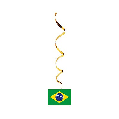 Bandeira Espiral Decorativa Do Brasil 40cm - 5 Unidades
