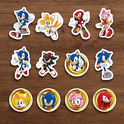 Mini Personagens Decorativos Sonic 8x6cm - 12 Unidades