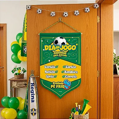 Decoração de Porta Checklist Copa do Mundo 63x44cm – Enfeite Divertido Futebol