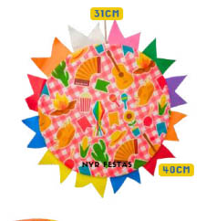 Guirlanda Junina Decorada 40cm em Tecido – Enfeite Festa Junina