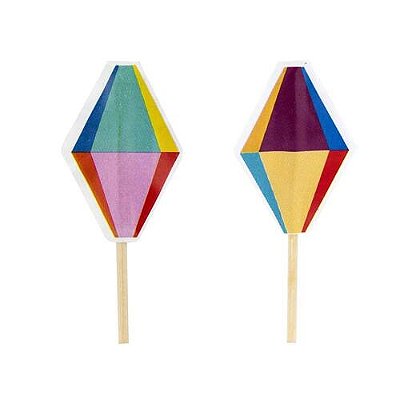 Topper Junino Divertido Sortido com 24 Unidades para Doces e Cupcakes