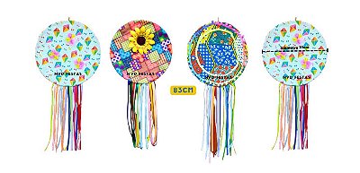 Guirlanda Junina Redonda 31cm em Tecido Sortida Decoração Festa Junina - 1 Unidade Sortida