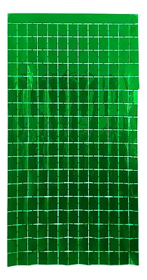Cortina Metalizada Quadriculada Verde 100x200cm – Efeito Shimmer Wall