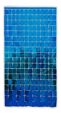 Cortina Metalizada Quadriculada Azul 100x200cm – Efeito Shimmer Wall
