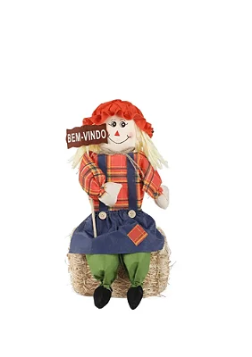 Enfeite Junino Boneco Sentado Bem-Vindo 50cm – Decoração Festa Junina